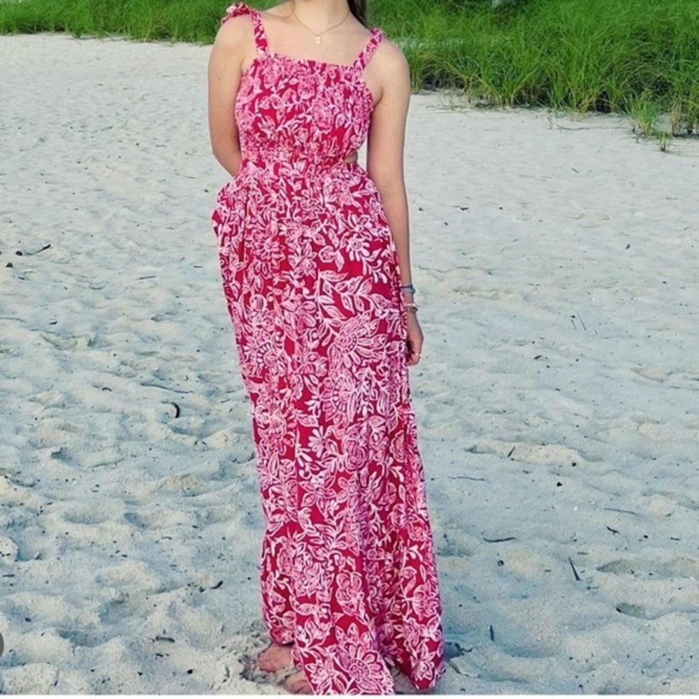 Sincerely Jules smocked cut out sides maxi dress size XS